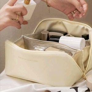 Cream makeup bag